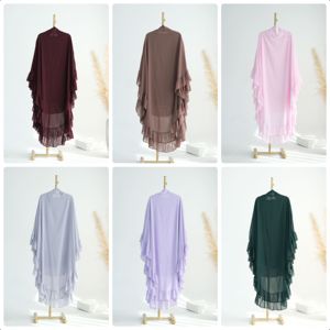 Nouveau Khimar en Chiffon à Volants pour Femmes Musulmanes, Voile de Prière, Écharpe Hijab, Vêtement Islamique du Ramadan, Abaya, Robe Musulmane pour Femmes, Maxi Khimar Chador - Product Image 1