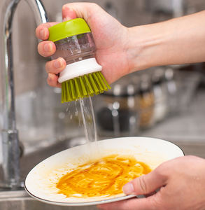 RAYBIN-dispensador automático de iquid con mango, cepillo de Palma, esponja extraíble, cepillo para lavar platos de <span class=keywords><strong>cocina</strong></span> con soporte - Product Image 4