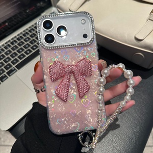 Funda de Lujo para Teléfono Celular con Diseño de Lazo de Diamantes 3D para iPhone 17 16 15 14 13 12 Pro Max, Carcasa con Patrón de Corazón Brillante, Protección <span class=keywords><strong>IMD</strong></span> a Prueba de Golpes - Product Image 6