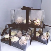 Autocollant Personnalisable Rectangulaire Transparent PET 12 Trous Noir Blanc Or Carton Boîte à Cupcake