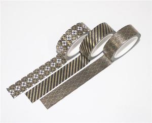 Ruban adhésif décoratif Washi à motifs géométriques, noir et or, 15 mm x 5 m, 10 rouleaux, pour bureau, école, maison, papeterie - Product Image 3