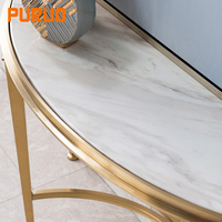 Table console d'entrée PURUO en acier inoxydable doré, style moderne de luxe, véritable marbre, prix de gros, tables de couloir de style italien