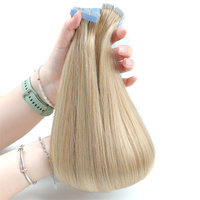 Extensions de cheveux naturels Remy de qualité supérieure, blond platine, double trame européenne, adhésives, à bandes adhésives, pour une pose ultra-collante