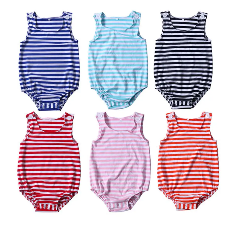 Gros été vêtements pour bébés coton rayure casual bébé garçons barboteuses