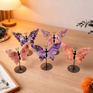 Hoge Kwaliteit Natuurlijke Amethist Bloem Agaat Gesneden Vlinder Kristallen Vlindervleugels Voor Decoratie - Product Image 1