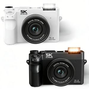 Cámara Digital HD 5K de 7500W con Zoom Digital 18X, WiFi, AF, Pantalla LCD de 3.0'', Luz LED CMOS, Cámara Portátil para Vlogging y Fotografía - Product Image 1