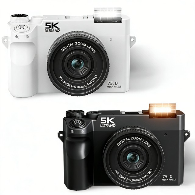 HD 5K Digital Camera 7500W 18X Digital Zoom WiFi AF 3.0" LCD Screen CMOS LED Light Portable Vlogging Camera for Photography