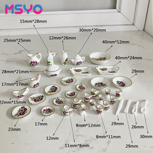MSYO 1/12 1/6 Mini <span class=keywords><strong>smalto</strong></span> in ceramica goffrato tazza Set eco-friendly arredamento tradizionale stoviglie da cucina accessori per la casa giocattolo fai da te - Product Image 1