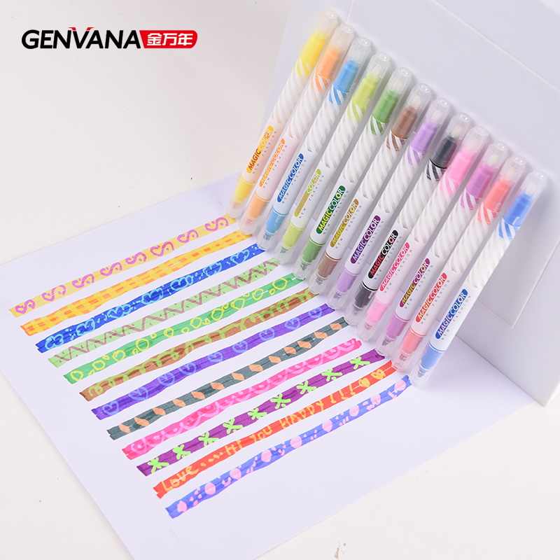 GENVANA China Manufacturer Custom Logo Magic Color Pen 24 Colors Color Changing Magic Color Changing Pen OEM ODM Bulk Wholesale