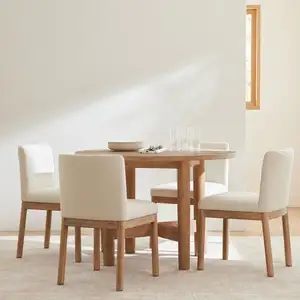 Furnitur Mewah Modern Furnitur Ruang Makan Kayu Mahoni Padat Meja Makan Bundar Kayu Solid dan Kursi