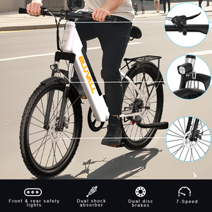Bicicleta Eléctrica Híbrida Urbana y de Montaña 500w 48v 13ah para Adultos, Modelo H1 de 26 Pulgadas, Venta al Por Mayor - Product Image 6