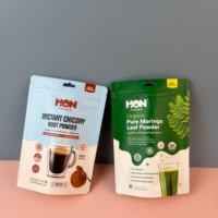 Sac en aluminium laminé avec fermeture éclair, imprimé sur mesure, mat, résistant à l'humidité, facile à déchirer, pour l'emballage de poudre de matcha en plastique