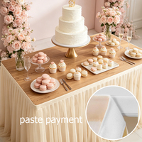 Jupe de table en mousseline de soie perlée, drapé de table de dessert élastique pour mariage, décoration de fête pour tables de buffet d'anniversaire