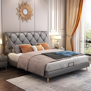 Hậu Hiện Đại Ánh Sáng Sang Trọng 1.8M Vua Kích Thước Da Đôi Giường Trong Đơn Giản Phong Cách Bắc Âu Túi Mềm Giường Cho Phòng Ngủ Chính Nhà - Product Image 5