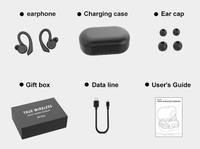 Écouteurs sans fil à crochet d'oreille pour le sport et le gaming avec micro, Bluetooth TWS, étanches IPX7