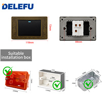DELEFU Plaque murale de panneau de prise électrique modulaire en alliage de zinc gaufré bronze antique 118x72mm avec USB-C 20W