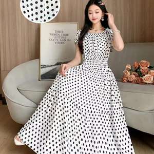 Abiti da donna estivi coreani con spalle scoperte a <span class=keywords><strong>maniche</strong></span> corte con stampa floreale ampio <span class=keywords><strong>abito</strong></span> lungo Casual da donna - Product Image 4