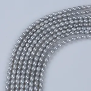 4.5-5mm AA perles de qualité perle de riz d'eau douce naturelle perles de riz gris à lustre élevé