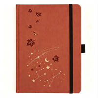 Carnet personnalisé en forme de feuille d'érable d'automne, A5, couverture rigide en tissu brun rougeâtre, journal, cadeau
