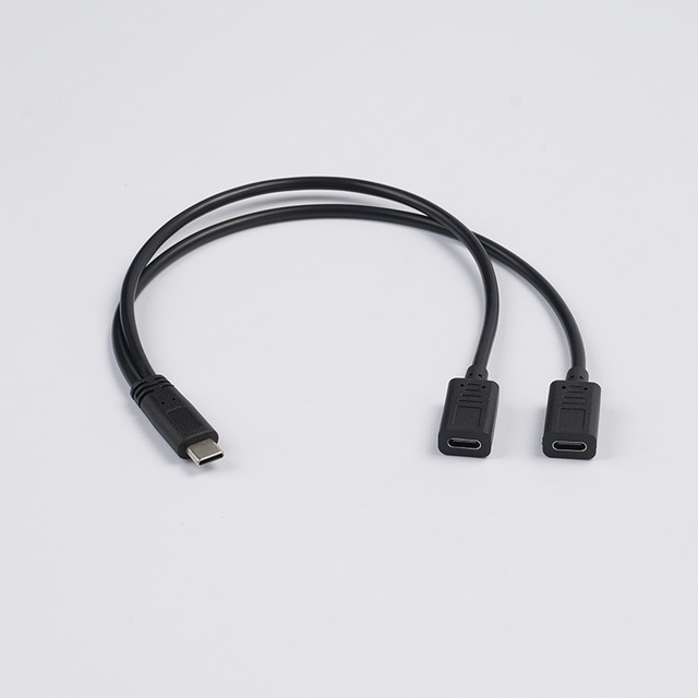 15W 3A USB C Male to Double Type C Female Y Splitter Cable Converter USB Type-C Port Hub Charger Power Adapter Cord 30cm