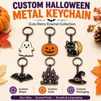 Porte-clés métalliques personnalisés OEM pour Halloween, vente en gros, porte-clés en alliage de zinc émaillé, logo personnalisé, cadeaux de fête, porte-clés personnalisés