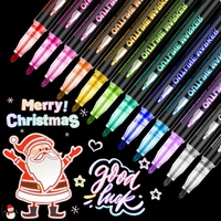 Stylo à double ligne métallique fantaisie, ensemble de 60 couleurs, marqueurs fluorescents scintillants, pointe de pinceau double face, sans écriture