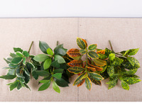 Ranting Dekoratif Buatan Ramah Lingkungan dari Plastik PVC, Daun Croton & Pittosporum Tobira, untuk Lanskap Dalam Ruangan