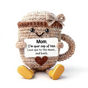 SHARABAKI Linda Taza de Té de Ganchillo Hecha <span class=keywords><strong>a</strong></span> Mano, Decoración para Escritorio y Cocina, Tarjeta Inspiradora |   Hilo de Algodón Suave, Regalo para el Dí<span class=keywords><strong>a</strong></span> de la Madre - Product Image 1