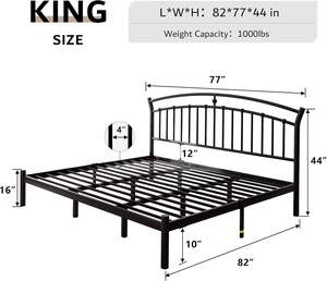 Belleza Simple arco en forma <span class=keywords><strong>de</strong></span> <span class=keywords><strong>puente</strong></span> Dormitorio Plataforma negra Marco <span class=keywords><strong>de</strong></span> cama <span class=keywords><strong>de</strong></span> hierro Full Queen King Size Cama <span class=keywords><strong>de</strong></span> almacenamiento <span class=keywords><strong>de</strong></span> metal con cabecero - Product Image 3