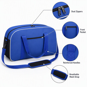 Grand sac de voyage 54x33x17,5 cm, spacieux, pour la gym, le sport, les week-ends, avec poche avant zippée, bagage cabine pour les voyages d'affaires, options de couleurs - Product Image 3