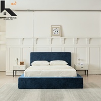 Sommier moderne pour lit double, robuste, réglable, avec revêtement en tissu, montage facile, silencieux, noir