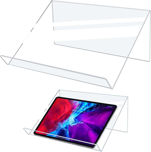 <span class=keywords><strong>Support</strong></span> d'affichage autoportant en acrylique transparent avec rebord de 1,5 pouce, <span class=keywords><strong>support</strong></span> multifonctionnel pour iPad, ordinateur portable, livres, cadres photo, <span class=keywords><strong>support</strong></span> en acrylique - Product Image 2