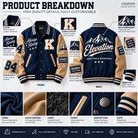Veste universitaire OEM en mélange de laine coupe ample à manches raglan, broderie personnalisée, manches en cuir véritable, veste Letterman haut de gamme, fabrication en usine