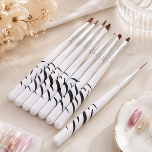 Lot de 8 pinceaux à ongles à manche zèbre, multi-usages, pour liner, sculpter, peindre et pointiller, pour salon de manucure, usage domestique et création d'art des ongles DIY - Product Image 2