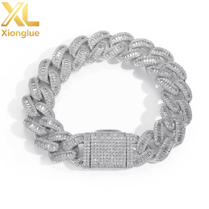 Bracelet Hip-hop en argent 925 de 15 mm, maille cubaine, serti de moissanite, unisexe, pour usage quotidien, design luxueux et haut de gamme, exquis - Product Image 6