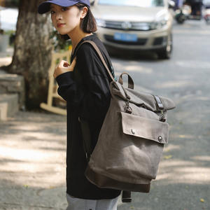 Custom Travel Casual Vintage Outdoor Hiking Camping <b>Backpack</b> Rucksack Waxed Canvas <b>Backpack</b> Bag Men <b>Backpack</b> - Product Image 3