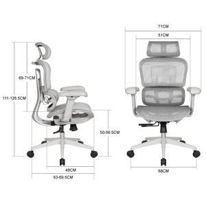 Chaise de bureau ergonomique haut de gamme en maille grise à dossier haut - Product Image 3