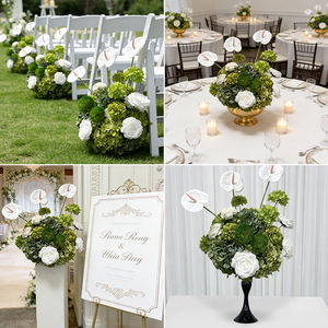 Centro de Mesa de Boda Realista Hecho a Mano con Hortensias y Anturios de Seda - Larga Duración - Product Image 2