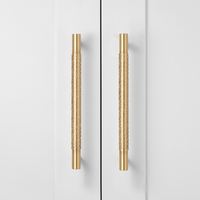 Poignées de meuble MAXERY modernes en laiton massif, poignées de placard de cuisine texturées dorées de luxe, quincaillerie décorative moletée pour meubles