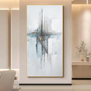 Home Decor Original <strong>Abstract</strong> Hand Painting <strong>Factory</strong> Wholesale Hand Painted <strong>Design</strong> Blue Line Wall Painting - Product Image 1