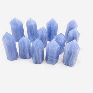 Venta al por mayor de artesanías de cristal: Varita de torre de ágata de encaje azul de alta calidad con punta de ágata floral y drusa para decoración. - Product Image 5