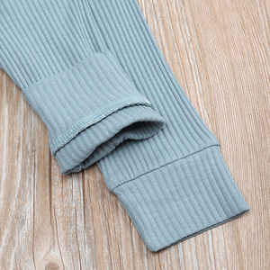 Combinaison Bafeicao 2/3 pièces, couleur unie, combinaison côtelée à manches courtes/longues, combinaison en tricot pour bébé - Product Image 3