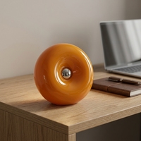 Lampe de bureau en verre orange, lampe de table LED avec interrupteur pour café, bar, chambre à coucher