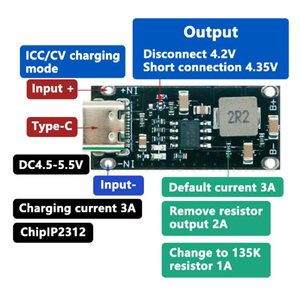 IP2312 แบตเตอรี่ลิเธียมโพลิเมอร์เทอร์นารีบอร์ดชาร์จเร็ว 3A 5V ถึง 4.2V 4.35V ประเภท C - Product Image 5