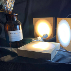 Lámpara de bola de cristal para mesa de Luna LED, luz de mesa de madera, USB, rectángulo redondo de madera, soporte de Base RGB, decoración del hogar - Product Image 1