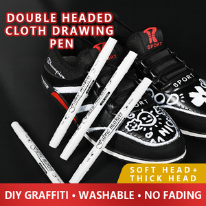 <span class=keywords><strong>Marqueur</strong></span> <span class=keywords><strong>textile</strong></span> permanent double pointe à encre à séchage rapide, couleur blanche, <span class=keywords><strong>pour</strong></span> travaux manuels DIY - Product Image 2