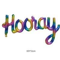 Ballon en Mylar à lettres cursives 'Yay' effet arc-en-ciel pour décoration de toile de fond d'anniversaire d'enfants et fournitures de fête de baby shower