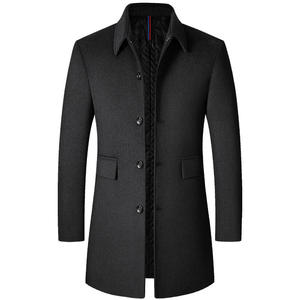 2024 automne/hiver couleur unie épaissi manteau étendu coupe-vent et résistant au froid hommes <span class=keywords><strong>anglais</strong></span> rétro laine manteau vêtements pour hommes - Product Image 2