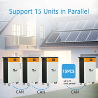 Batterie LiFePO4 intelligente 10kWh 16kWh avec BMS 100A, surveillance WiFi+Bluetooth, 15 parallèles, 10000 cycles, chauffage intégré