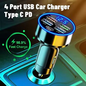 Hot bán điện thoại di động xe sạc nhanh USB C 4 cổng sạc Adapter với màn hình <span class=keywords><strong>LCD</strong></span> hiển thị kỹ thuật số vôn kế cho <span class=keywords><strong>iPhone</strong></span> - Product Image 6